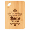 Planche bambou gravée personnalisée femme idée cadeau Fête des Mères apéro 30×20 prénom cuisine plateau fromage anniversaire noel maman mamie