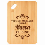 Planche bambou gravée personnalisée femme idée cadeau Fête des Mères apéro 30×20 prénom cuisine plateau fromage anniversaire noel maman mamie