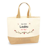 Sac Jute Fête des Mères Fêtes des Pères Mamie Papi Famille Idée Cadeau anniversaire Noël Travail Boulot Métier Départ Retraite Collègue Femme Homme