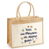 Sac Fête des Mères Mamie Famille Idée Cadeau anniversaire Noël Travail Boulot Métier Départ Retraite Collègue Femme cabas shopping plage