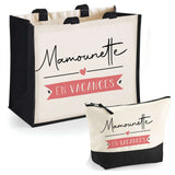 Cabas femme sac plage ou shopping tote bag pochette trousse Idée cadeau original pour anniversaire Noël travail départ retraite collègue famille fete des mères maman mamie