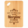 Planche bambou gravée personnalisée femme idée cadeau Fête des Mères apéro 30×20 prénom cuisine plateau fromage anniversaire noel maman mamie