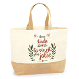 Sac Jute Fête des Mères Fêtes des Pères Mamie Papi Famille Idée Cadeau anniversaire Noël Travail Boulot Métier Départ Retraite Collègue Femme Homme