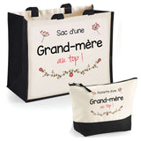 Cabas femme sac plage ou shopping tote bag pochette trousse Idée cadeau original pour anniversaire Noël travail départ retraite collègue famille fete des mères maman mamie