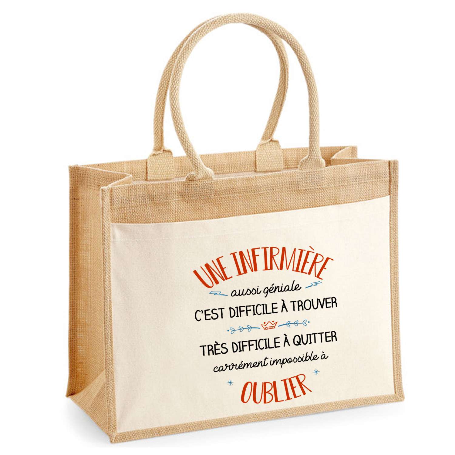 Sac Cabas Coton Et Toile De Jute - Grand Format - Idée Cadeau Femme Plage Ou Courses