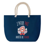 Sac de plage Bleu anse corde J'peux Pas Arrêté de Fumer