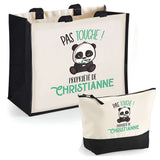 Cabas femme sac plage ou shopping tote bag pochette trousse Idée cadeau original pour anniversaire Noël travail départ retraite collègue famille fete des mères maman mamie