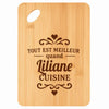 Planche bambou gravée personnalisée femme idée cadeau Fête des Mères apéro 30×20 prénom cuisine plateau fromage anniversaire noel maman mamie
