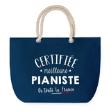 Sac de plage Bleu anse corde Certifiée meilleure Pianiste
