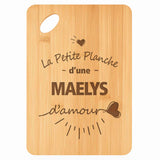 Planche bambou gravée personnalisée femme idée cadeau Fête des Mères apéro 30×20 prénom cuisine plateau fromage anniversaire noel maman mamie