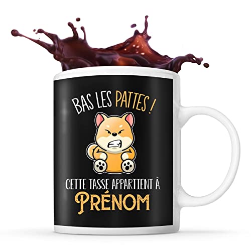 Mug personnalisable Prénom chien Shiba Inu bas les pattes - Planetee