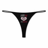 String Femme Broderie Jpeux Pas - sous-Vêtement Coton Idée Cadeau Humour Saint Valentin Anniversaire