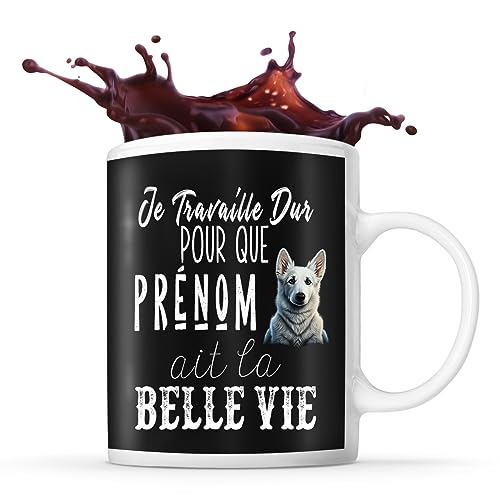 Mug personnalisable Prénom berger blanc suisse