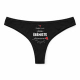 Culotte Tanga Personnalisé Femme Ebeniste Damour - sous-Vêtement Coton Idée Cadeau Humour Saint Valentin Anniversaire