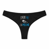 Culotte Tanga Personnalisé Femme Peche Boite Bleu Jpeux Pas - sous-Vêtement Coton Idée Cadeau Humour Saint Valentin Anniversaire