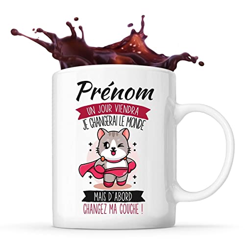 Mug personnalisable Prénom changez le monde (et ma couche!) - Planetee