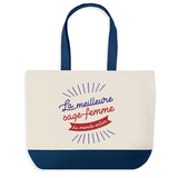 Sac de shopping bleu Sage-Femme Meilleure du Monde