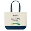 Sac de shopping bleu Merci Sage-Femme Inoubliable Homme