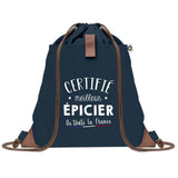 Sac à dos Bleu avec pochette Certifié meilleur Épicier