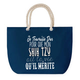 Sac de plage Bleu anse corde Shih Tzu Travailler Dur pour mon Chien