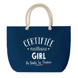 Sac de plage Bleu anse corde Certifiée meilleure Girl