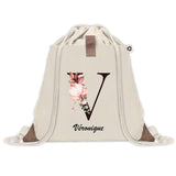 Sac à dos avec pochette Véronique Lettre Fleur