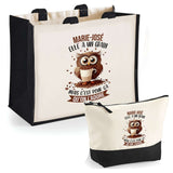 Cabas femme sac plage ou shopping tote bag pochette trousse Idée cadeau original pour anniversaire Noël travail départ retraite collègue famille fete des mères maman mamie