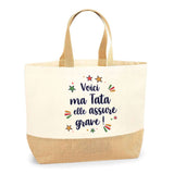 Sac Jute Fête des Mères Fêtes des Pères Mamie Papi Famille Idée Cadeau anniversaire Noël Travail Boulot Métier Départ Retraite Collègue Femme Homme