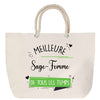 Sac Fête des Mères Mamie Famille Idée Cadeau anniversaire Noël Travail Boulot Métier Départ Retraite Collègue Femme cabas shopping plage
