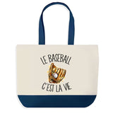 Sac de shopping bleu Baseball c'est la Vie