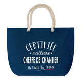 Sac de plage Bleu anse corde Certifié meilleur Cheffe de Chantier