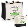 Cabas femme sac plage ou shopping tote bag pochette trousse Idée cadeau original pour anniversaire Noël travail départ retraite collègue famille fete des mères maman mamie