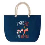 Sac de plage Bleu anse corde J'peux Pas Shopping