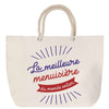 Sac Fête des Mères Mamie Famille Idée Cadeau anniversaire Noël Travail Boulot Métier Départ Retraite Collègue Femme cabas shopping plage