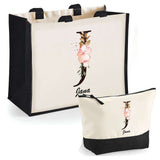 Cabas femme sac plage ou shopping tote bag pochette trousse Idée cadeau original pour anniversaire Noël travail départ retraite collègue famille fete des mères maman mamie