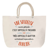 Sac Fête des Mères Mamie Famille Idée Cadeau anniversaire Noël Travail Boulot Métier Départ Retraite Collègue Femme cabas shopping plage