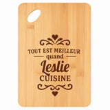 Planche bambou gravée personnalisée femme idée cadeau Fête des Mères apéro 30×20 prénom cuisine plateau fromage anniversaire noel maman mamie