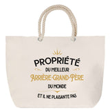 Sac Fête des Pères Papi Famille Idée Cadeau anniversaire Noël Travail Boulot Métier Départ Retraite Collègue Homme cabas shopping plage