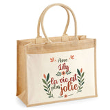 Sac Fête des Mères Mamie Famille Idée Cadeau anniversaire Noël Travail Boulot Métier Départ Retraite Collègue Femme cabas shopping plage