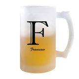 Verre à Bière Francesco Lettre Chic | Chope de Bière Pinte | Idée Cadeau Prénom Anniversaire Papa Collègue Départ Retraite Noël