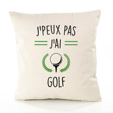 Housse de Coussin Premium Golf 2 Version Blanc - Coton Canvas Fairtrade Beige Idée Cadeau Décoration Canapé 40x40
