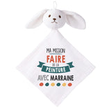 Doudou Bébé Lapin Ma Mission Peinture avec Marraine Gaze de Coton Cadeau Baby Shower