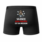 Caleçon Jean-Philippe Silence Jean-Philippe est en Mission - Humour Boxer Coton Idée Cadeau