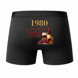 Caleçon S'Améliore avec l'Âge Depuis 1980 - Humour Boxer Coton Idée Cadeau Anniversaire
