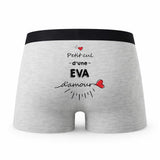 Caleçon Eva d'amour - Humour Boxer Gris Idée Cadeau