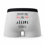 Caleçon Chess - Humour Boxer Gris Idée Cadeau Passion