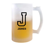 Verre à Bière James Lettre Sport | Chope de Bière Pinte | Idée Cadeau Prénom Style Basket Université Anniversaire Papa Collègue Départ Retraite Noël