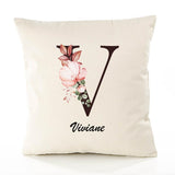 Housse de Coussin Premium Viviane Lettre - Coton Canvas Fairtrade Beige Idée Cadeau Décoration Canapé