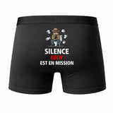 Caleçon Eddy Silence Eddy est en Mission - Humour Boxer Coton Idée Cadeau