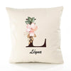 Housse de Coussin Premium Léyna Lettre - Coton Canvas Fairtrade Beige Idée Cadeau Décoration Canapé
